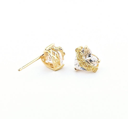 Immaculate Heart earrings | white | gold image 0