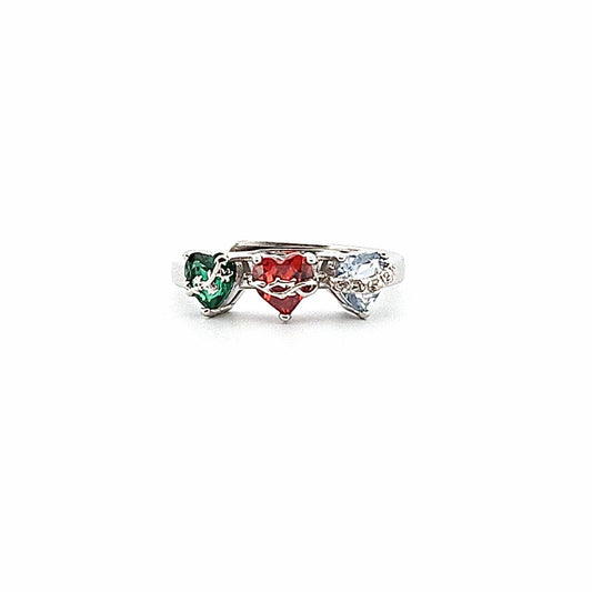 Sacred heart | Immaculate heart | Chaste heart | silver ring | Blue image 0