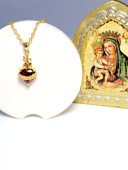Immaculate Heart of Mary gold necklace image 0