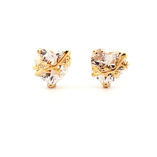 Chaste heart of St. Joseph earrings | White | Gold image 0