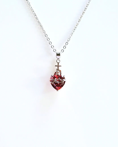 Sacred heart of Jesus silver necklace image 0