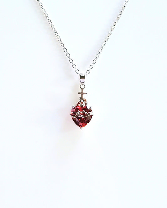 Sacred heart of Jesus silver necklace image 0