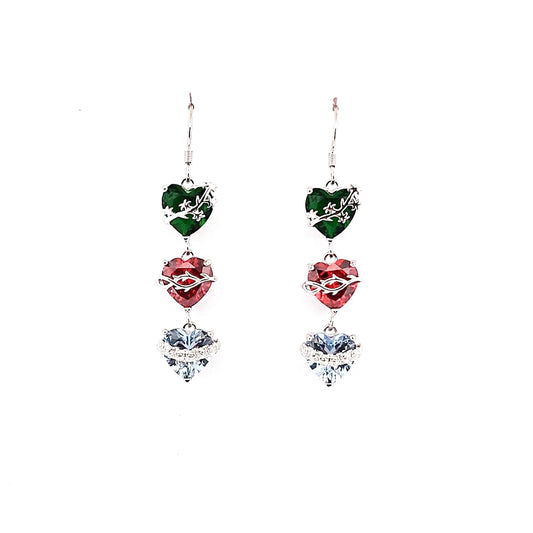 Sacred Heart | Immaculate Heart | Chaste Heart | dangle | Blue Heart | silver image 0